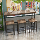 Modern Design Kitchen Dining Table Pub Table Long Dining Table Set with 3 Stools Easy Assembly Natural - V.I.P Digital Presence