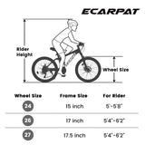 A2660 Ecarpat Mountain Bike 26 inch wheels, carbon steel frame disc brake thumb shift front fork rear shock absorber bike - V.I.P Digital Presence