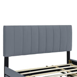 Queen Size Velvet Upholstered Platform Bed with 2 Drawers and 1 Twin XL Trundle- Gray - V.I.P Digital Presence