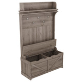Hall tree with storage desk, entrance desk with drawers and 5 hooks, display rack,Oak - V.I.P Digital Presence