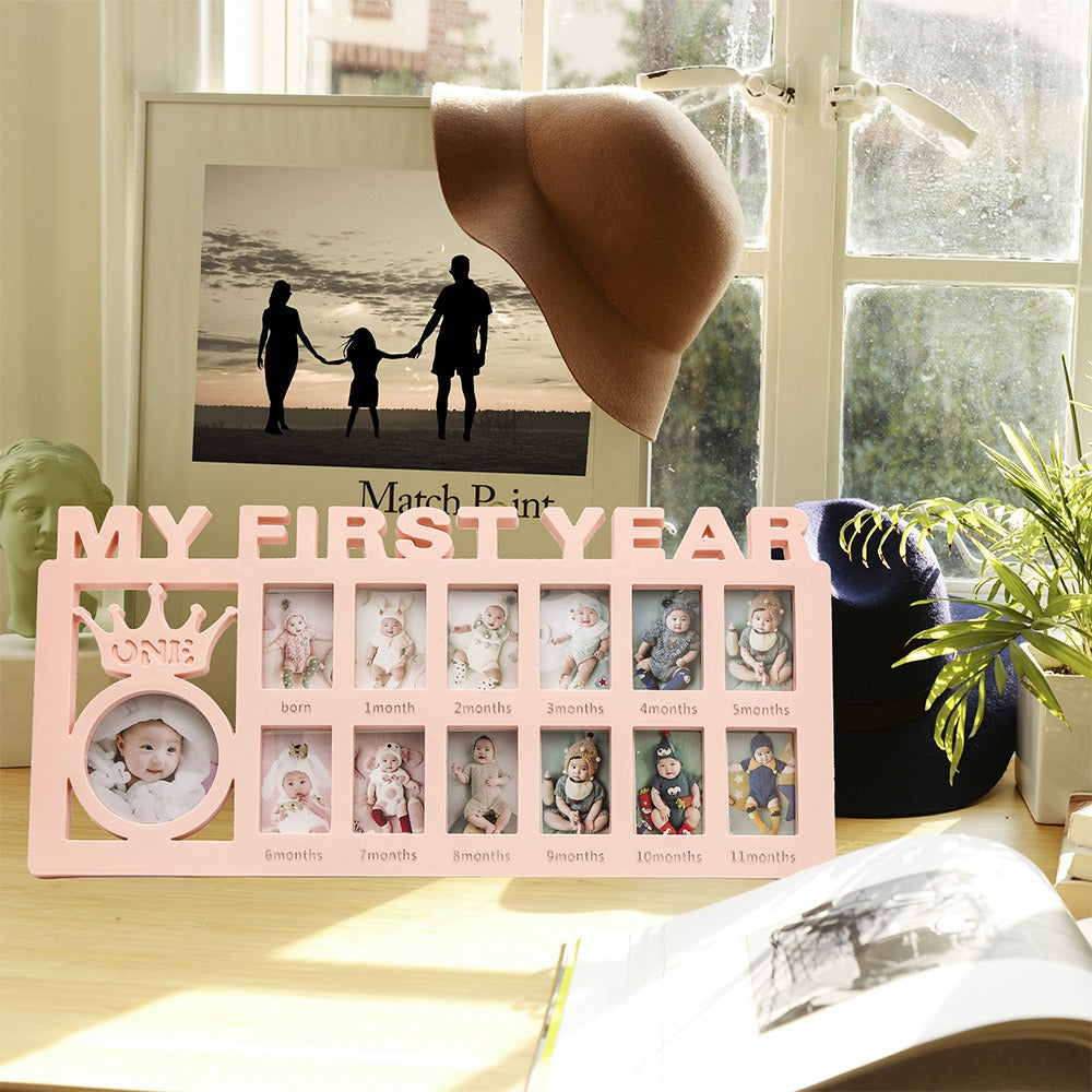 Newborn baby's 12 month growth record creative Korean style combination photo frame - V.I.P Digital Presence