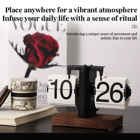Retro flip digital clock, battery - powered mechanical clock for home & office decor - V.I.P Digital Presence