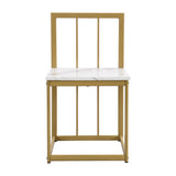 TOPMAX Modern 7-Piece Dining Table Set with Faux Marble Compact 55Inch Kitchen Table Set for 6  Golden+White