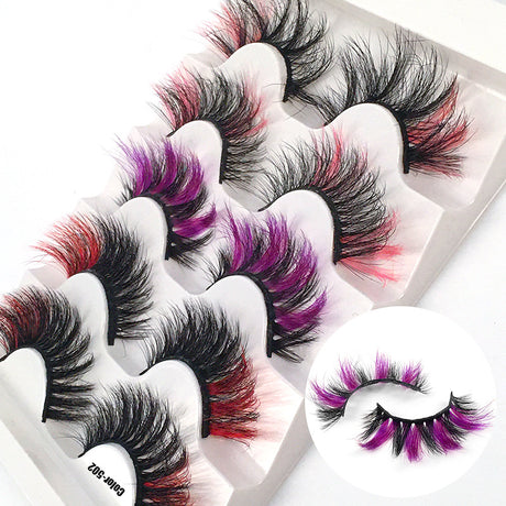 Colorful Fried 5 Pairs Of False Eyelashes Multi-Layer Thick Cross Mink Hair Eyelashes 8D FLUFFY - V.I.P Digital Presence
