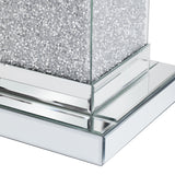 U-Can 11.8-inch silver square mirror coffee table with LED lights, modern diamond edge table, no assembly required - V.I.P Digital Presence