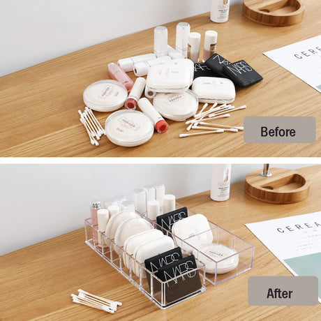 Household Transparent Divided Cosmetic Storage Box Sorting and Detachable Plastic Desktop Storage Box - V.I.P Digital Presence
