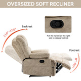 Large Manual Recliner Chair in Fabric for Living Room, Beige - V.I.P Digital Presence