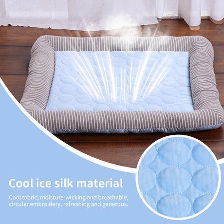 Cooling pet mats for dogs & cats (puppies/kittens): ice silk, breathable, soft summer pads in pink/blue. - V.I.P Digital Presence