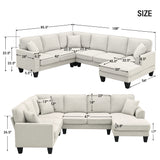 [VIDEO provided] [New] 108*85.5" Modern U Shape Sectional Sofa 7 Seat Fabric Sectional Sofa Set - V.I.P Digital Presence