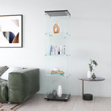 4 glass display cabinets with door shelves, floor standing antique bookshelf, 64.7 "* 16.7" * 14.3 ", black - V.I.P Digital Presence