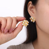 Copper Shell Pearl Stud Earrings - V.I.P Digital Presence