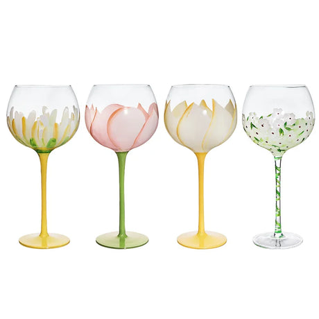 1 Piece Hand Painted Glass Goblet Cup Creative Red Wine Glasses Cup Flower Painted Stemware for Wedding Party Events - V.I.P Digital Presence