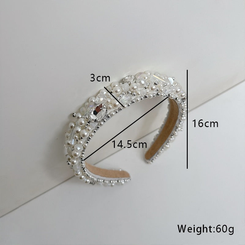 New handmade beaded crystal pearl retro exaggerated internet celebrity hot selling thin edge hair accessories - V.I.P Digital Presence