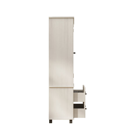 70 inch high kitchen pantry storage cabinet with 2 drawers and 3 shelves, large storage cabinet (antique white) - V.I.P Digital Presence