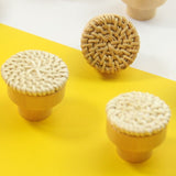 6pcs solid wood rattan handle rattan weaving handle rattan wood handle drawer circular wood handle - V.I.P Digital Presence