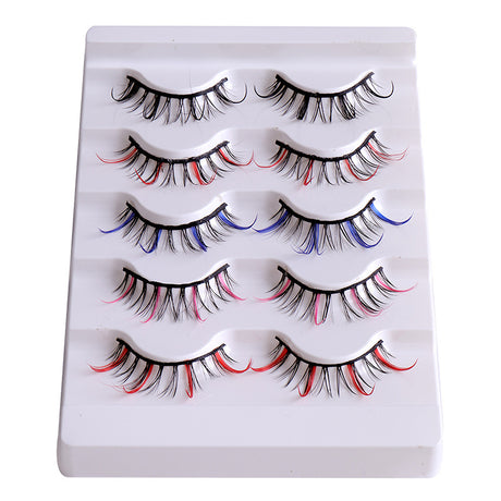 Color false eyelashes 5D multi-layer thick cross mink eyelashes 5 pairs of eyelashes - V.I.P Digital Presence