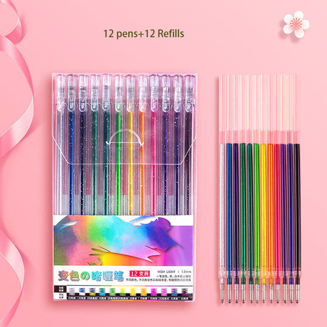 Drawing Doodling Scrapbook Journaling fluorescent Sparkle Gel Pen Neon Glitter Pens Fine Tip Art Markers Glittering Pen Set - V.I.P Digital Presence
