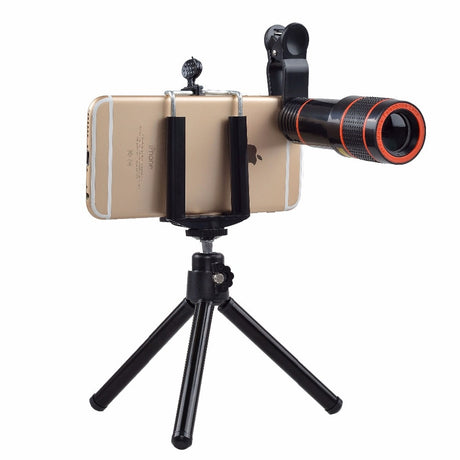 10 in 1 Kits 12x Zoom Telephoto Lens Fish eye Lens Wide Angle Macro Lenses Cell Phone Mobile Tripod - V.I.P Digital Presence