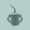 Children's Silicone Water Cup With Straw Silicone Anti-Drop Water Cup Leak-Proof Binaural Training Learning Drinking Cup