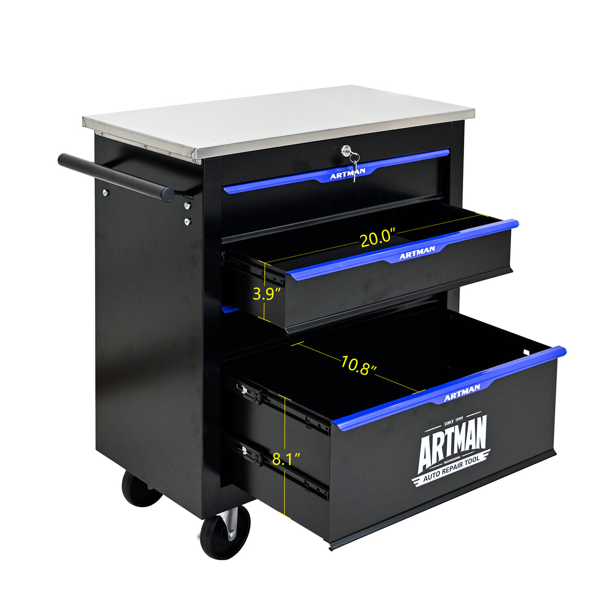 4 DRAWERS MULTIFUNCTIONAL TOOL CART WITH WHEELS-BLACK - V.I.P Digital Presence