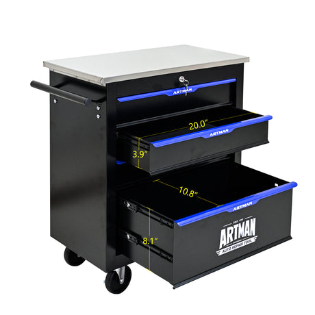 4 DRAWERS MULTIFUNCTIONAL TOOL CART WITH WHEELS-BLACK - V.I.P Digital Presence
