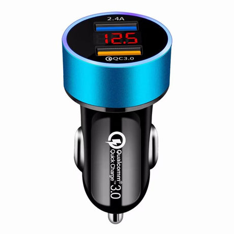 QC3.0+2.4A Dual USB Car Charger LCD Display 12-24V Cigarette Socket Lighter Fast Charger Power Auto USB Adapter Upgraded - V.I.P Digital Presence