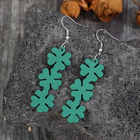 Lucky Clover Wooden Dangle Earrings - V.I.P Digital Presence