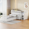 L-shaped Space-Saving Twin Loft and Twin Platform Bed with 7 Drawers and Full Guardrails(WHITE) - V.I.P Digital Presence