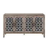 Hollow Four Door Antique Cabinet, American Country Style, Suitable for Living Room, TV Cabinet, Kitchen (Brown) - V.I.P Digital Presence