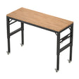 60 inch adjustable garage workbench, rubber wood heavy-duty workstation with power socket and wheels, 2000 pound load capacity - V.I.P Digital Presence