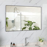 36x24 inch modern black bathroom mirror with aluminum frame decorative wall mirror suitable for living room, bedroom
