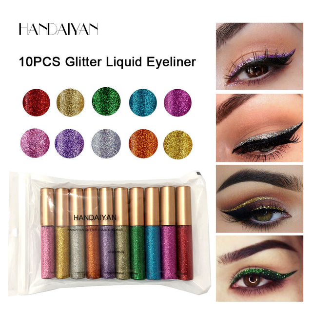 HANDAIYAN Explosive Glitter Liquid Eyeliner Set Sequin Pop Eyeliner Liquid 10 Pack - V.I.P Digital Presence