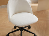 Velvet fabric office chair, mid back adjustable rotating computer chair, black legs, cushioned office chair with wheels ，White - V.I.P Digital Presence