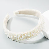 Trend Light Luxury Pearl Headband Hair Accessories Bride Retro Headwear Hand-Sewn Sponge Wide-Brimmed Headband - V.I.P Digital Presence