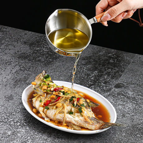 Stainless steel oil splashing small pot, three-layer steel mesh red hot oil small pot, mini milk pot, oil pouring, oil tapping, oil pouring special artifact - V.I.P Digital Presence