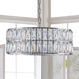 Modern crystal drum pendant light, 6-light pendant light, with silver metal frame (excluding light bulb) - V.I.P Digital Presence