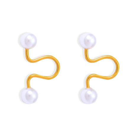 titanium steel Imitation Pearl Cuff Earrings - V.I.P Digital Presence