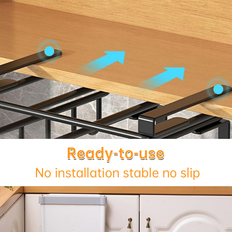 Under - Cupboard Hanging Organizer: Hooks for Paper Towels, Rags, Plus Shelf for Cutting Boards & Pot Covers - V.I.P Digital Presence