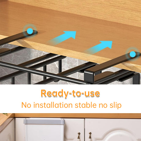 Under - Cupboard Hanging Organizer: Hooks for Paper Towels, Rags, Plus Shelf for Cutting Boards & Pot Covers - V.I.P Digital Presence