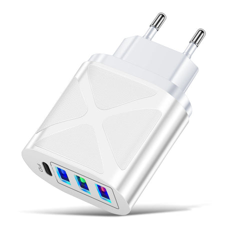 New 3USB+PD fast charging head, US standard, European standard, British standard, PD+3USB multi port charger charging head - V.I.P Digital Presence