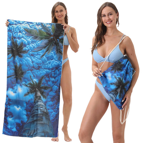 Two-in-One Foldable Beach Towel Printed Bath Towel All-In-One Beach Towel with Storage Bag - V.I.P Digital Presence