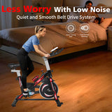 Indoor Exercise Bike Cycling Bike with Comfortable Seat Cushion Black+Red - V.I.P Digital Presence