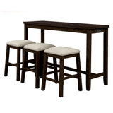 TOPMAX 4 Pieces Counter Height Table with Fabric Padded Stools, Rustic Bar Dining Set with Socket, Brown - V.I.P Digital Presence