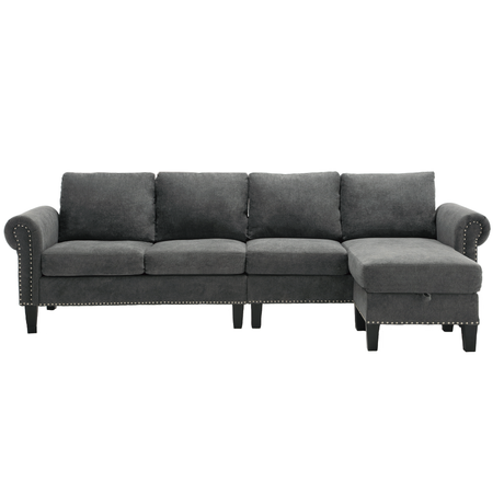 Convertible Sectional Sofa with Storage,L-shaped sofa Modern Linen Fabric Sectional Couches for Living Room,Gray - V.I.P Digital Presence