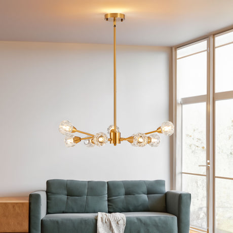 Modern Crystal Chandeliers, 9 Lights Golden Chandelier for Living Room Bedroom (Bulbs Not Included) - V.I.P Digital Presence