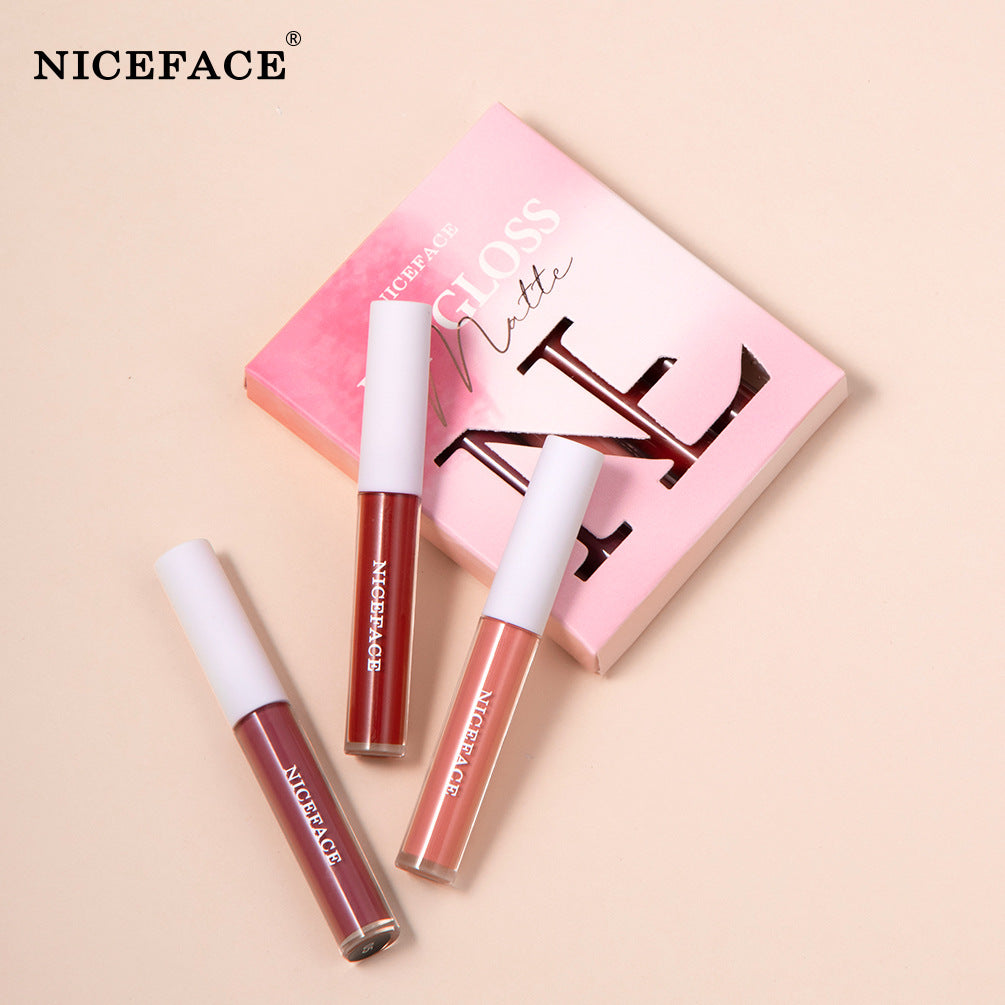 Niceface New Matte Non-Stick Cup Lip Glaze Set With Lip Plumper Texture Lip Gloss - V.I.P Digital Presence