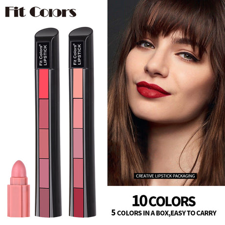 Fit Colors Matte 5-Color Lipstick Combination 5 Matte Velvet Color Non-Stick Cup Lip Gloss Lipstick - V.I.P Digital Presence