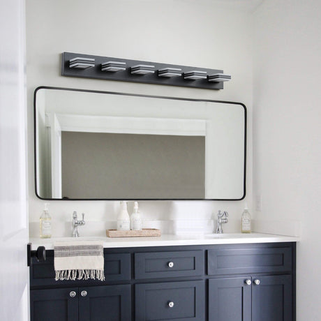 LED Modern Black Vanity Lights, 6-Lights Acrylic Matte Black Bathroom Vanity Lights Over Mirror - V.I.P Digital Presence
