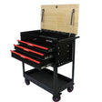 3 DRAWERS MULTIFUNCTIONAL TOOL CART WITH WHEELS AND WOODEN TOP - V.I.P Digital Presence