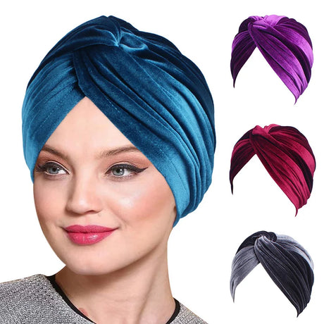 Women Velvet Turban Hat Headband Muslim Hijab Caps Female Soft Bandana Headband Hijabs Head Wrap Hair Accessories Supplies - V.I.P Digital Presence